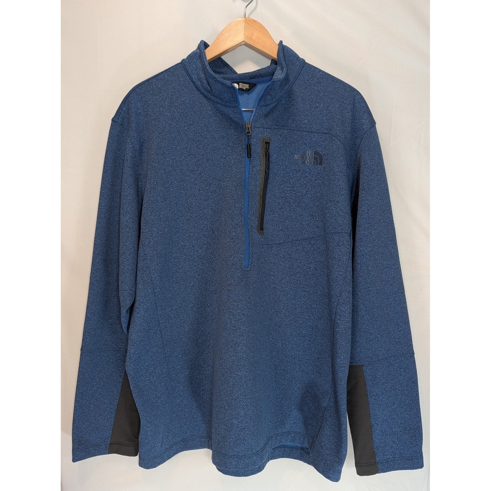 The North Face Mens XXL Blue Heather Quarter Zip Fleece Pullover Chest Pocket